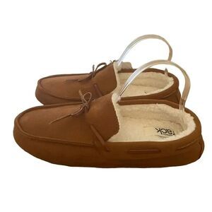 Nordstrom Rack Paul Indoor/Outdoor Faux Fur Lined Slipper Brown Chestnut Sz L